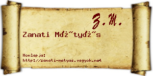 Zanati Mátyás névjegykártya